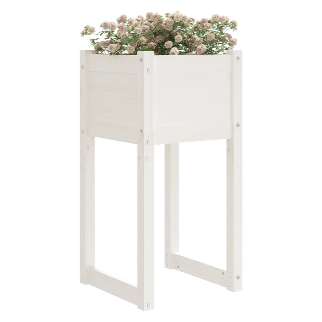 vidaXL Planter White 40x40x81 cm Solid Wood Pine