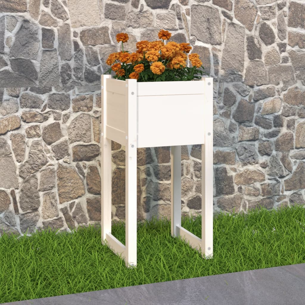 vidaXL Planter White 40x40x81 cm Solid Wood Pine