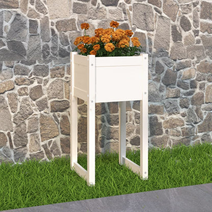 vidaXL Planter White 40x40x81 cm Solid Wood Pine