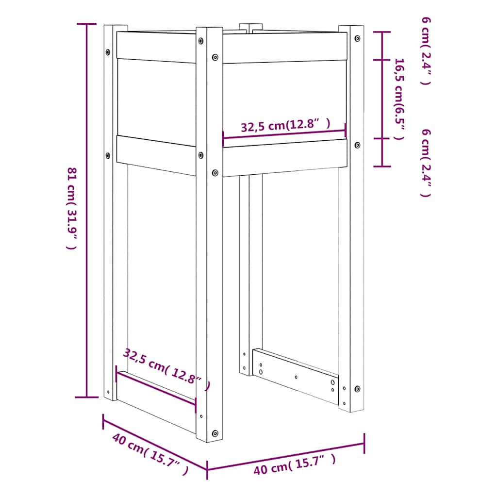 vidaXL Planters 2 pcs White 40x40x81 cm Solid Wood Pine