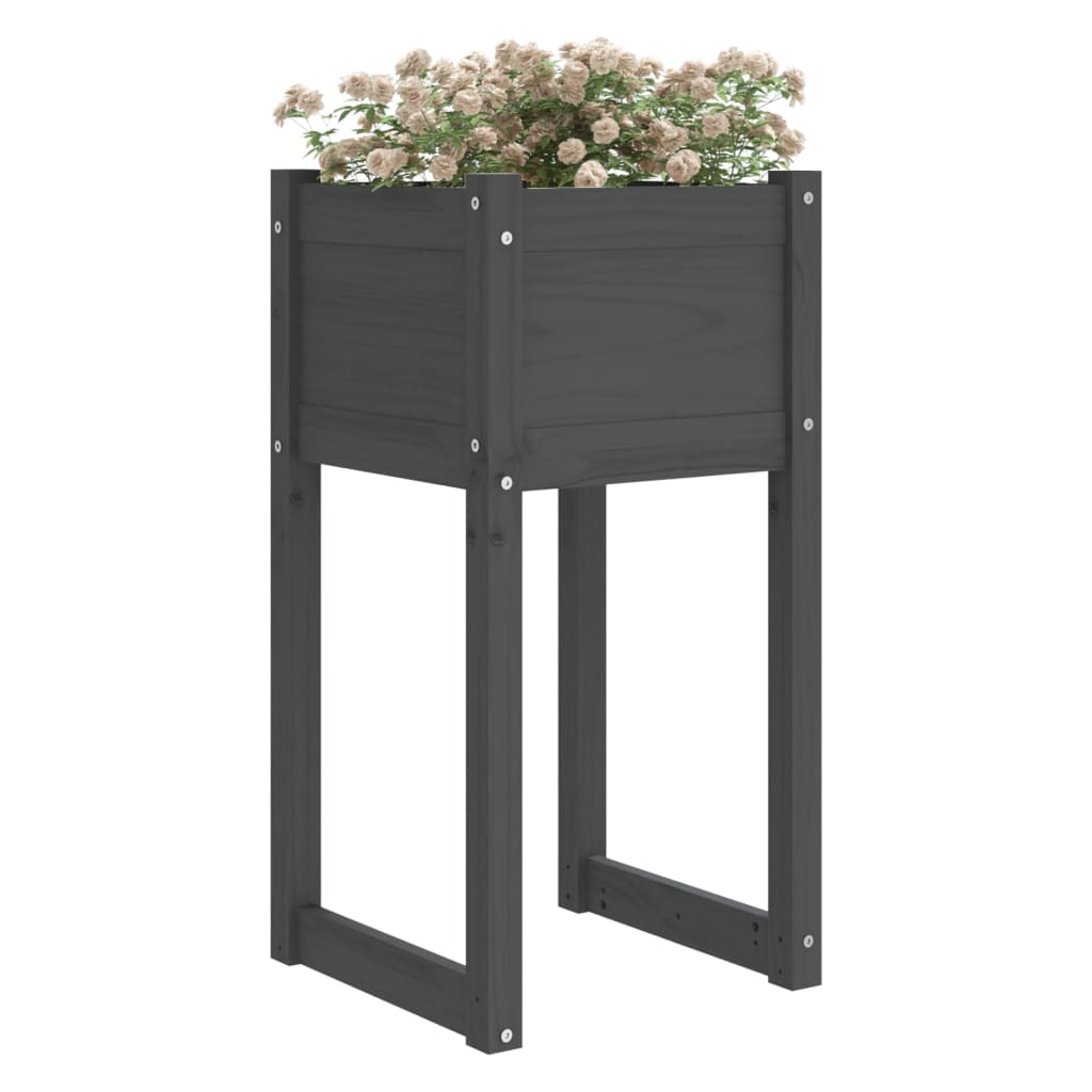 vidaXL Planters 2 pcs Grey 40x40x81 cm Solid Wood Pine