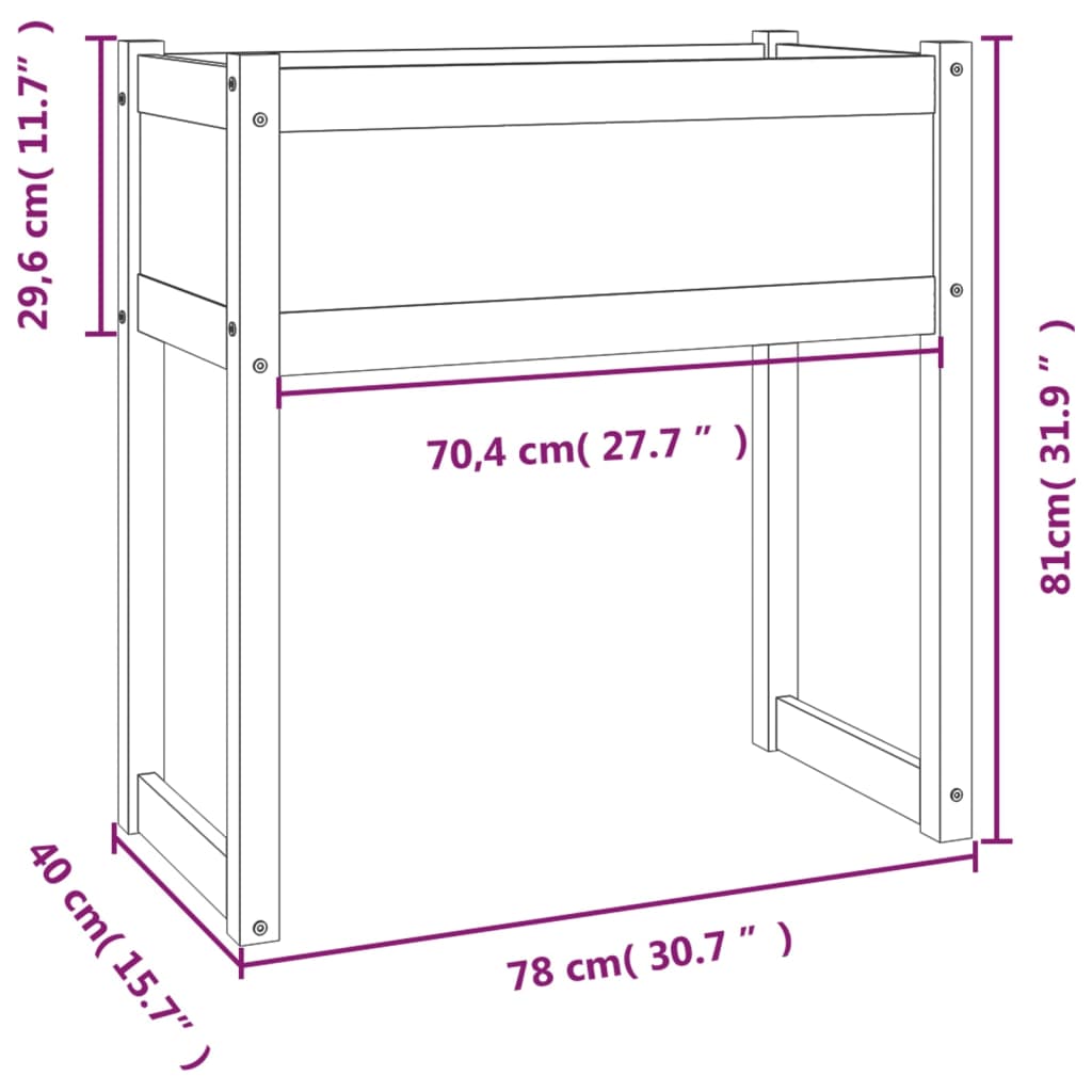 vidaXL Planter 78x40x81 cm Solid Wood Pine