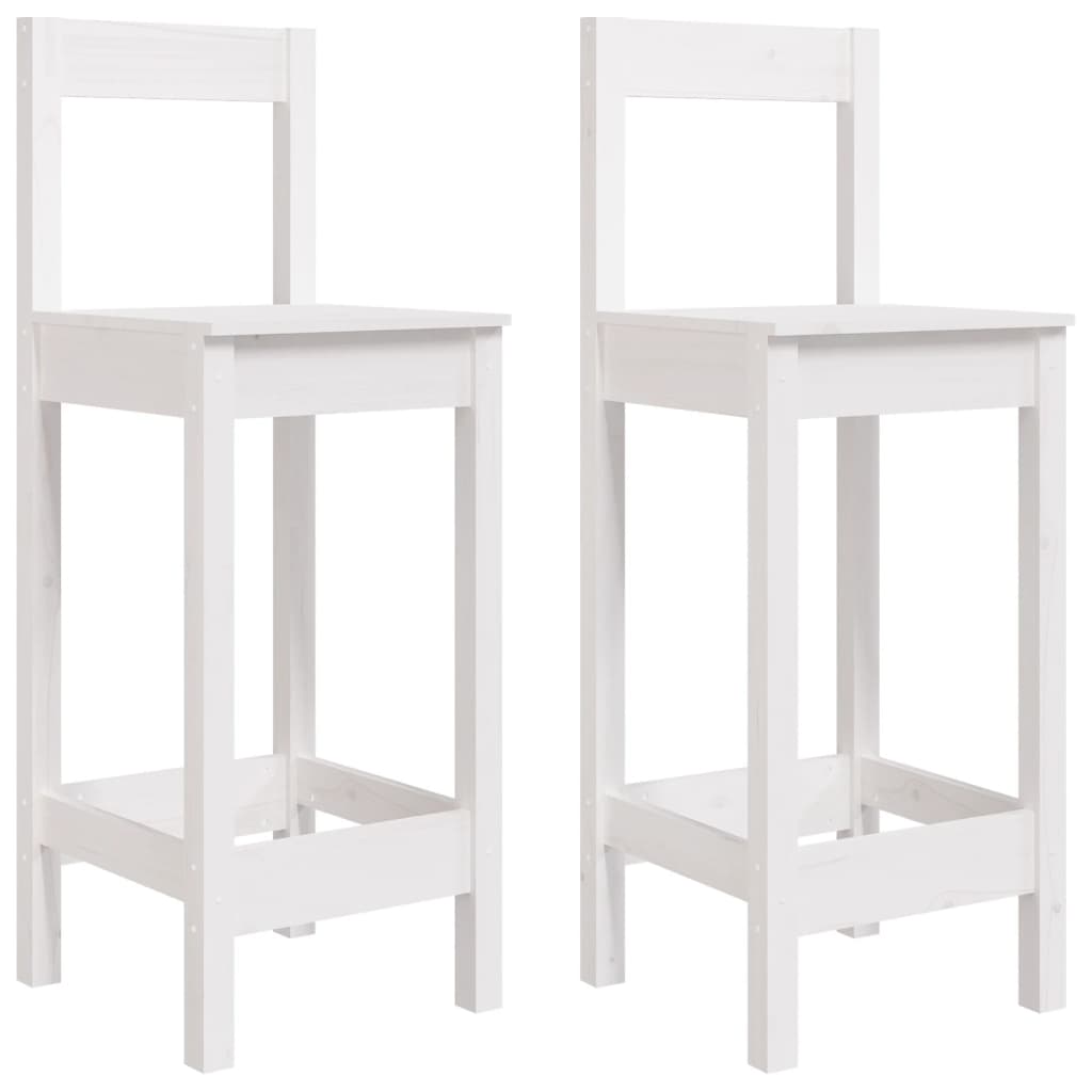 vidaXL Bar Chair | Set of 2 | White | Solid pine wood | Large | Durable