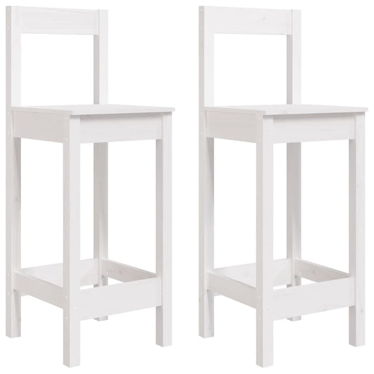 vidaXL Bar Chair | Set of 2 | White | Solid pine wood | Large | Durable