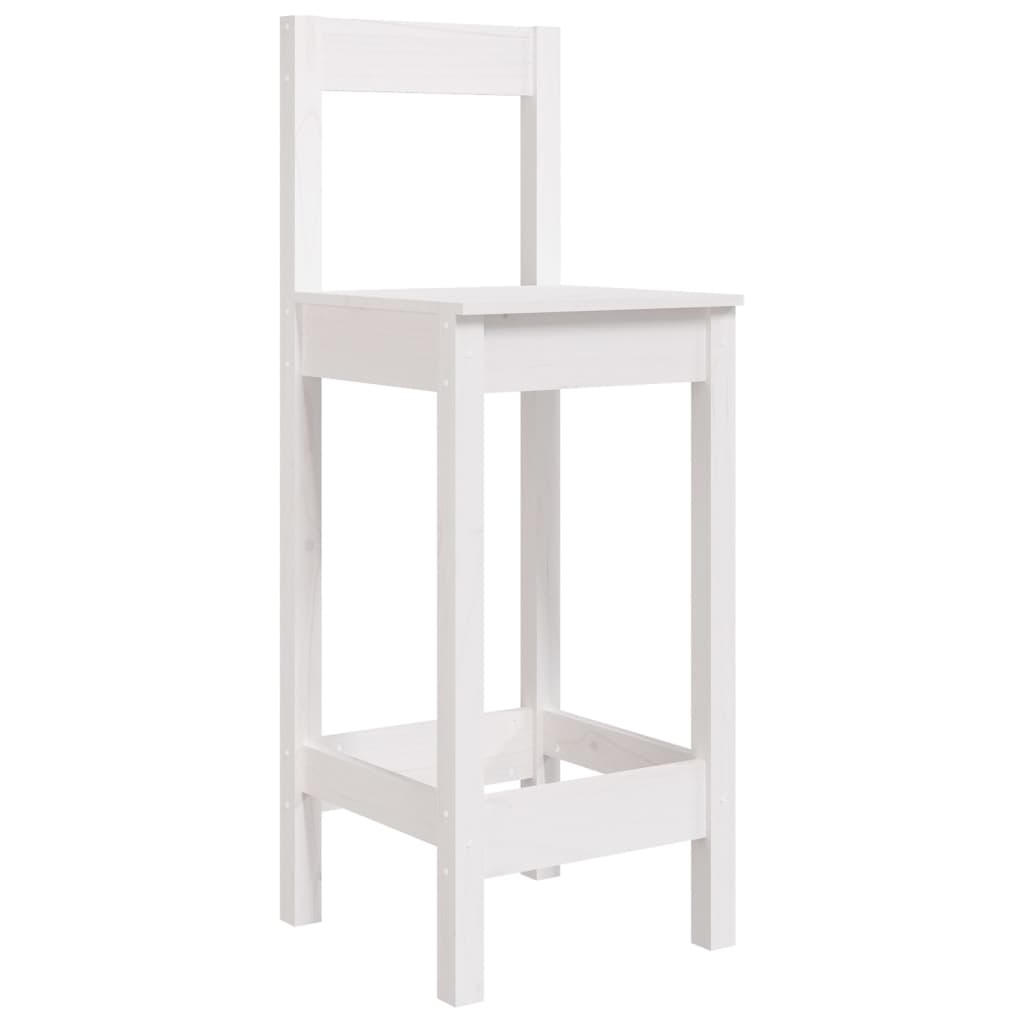 vidaXL Bar Chair | Set of 2 | White | Solid pine wood | Large | Durable