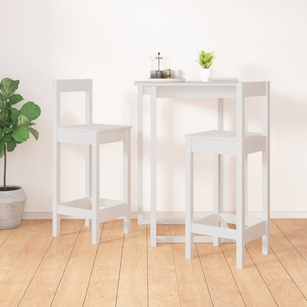 vidaXL Bar Chair | Set of 2 | White | Solid pine wood | Large | Durable