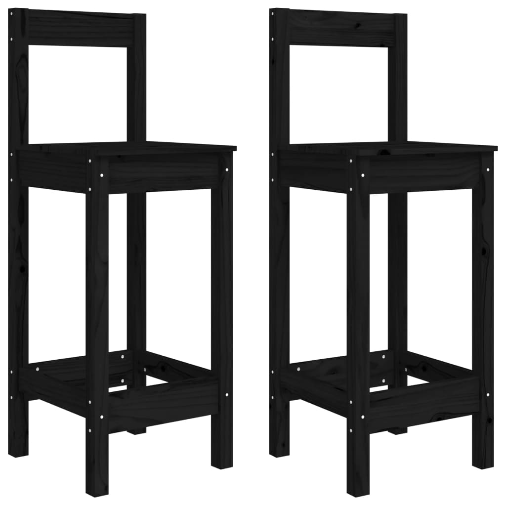 vidaXL Bar Chairs 2 pcs Black 40x41,5x112 cm Solid Wood Pine