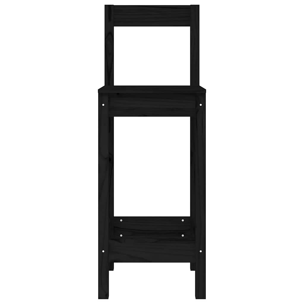 vidaXL Bar Chairs 2 pcs Black 40x41,5x112 cm Solid Wood Pine