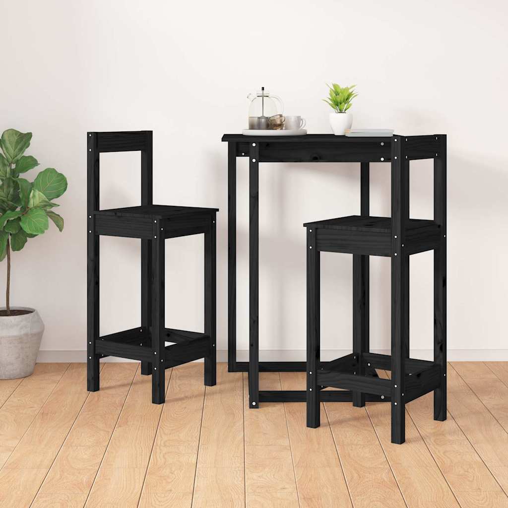 vidaXL Bar Chairs 2 pcs Black 40x41,5x112 cm Solid Wood Pine