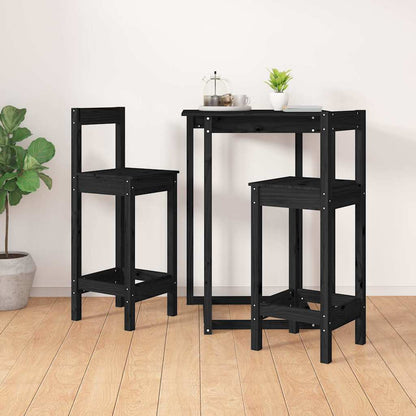 vidaXL Bar Chairs 2 pcs Black 40x41,5x112 cm Solid Wood Pine