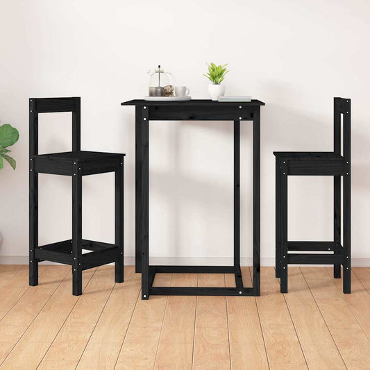 vidaXL Bar Chairs 2 pcs Black 40x41,5x112 cm Solid Wood Pine