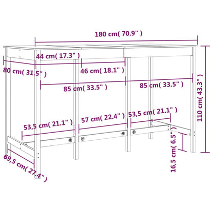 vidaXL Bar Table 180x80x110 cm Solid Wood Pine