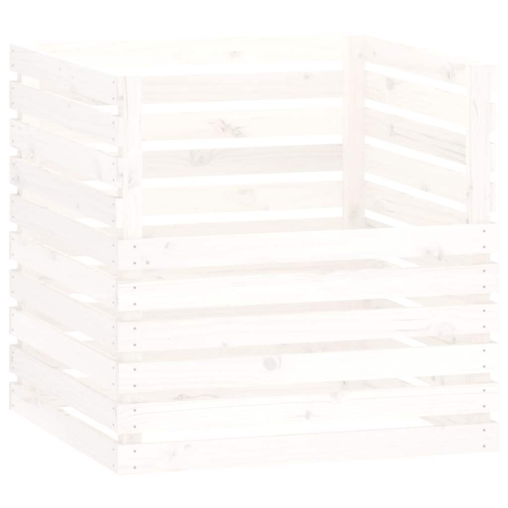 vidaXL Composter White 80x80x78 cm Solid Wood Pine