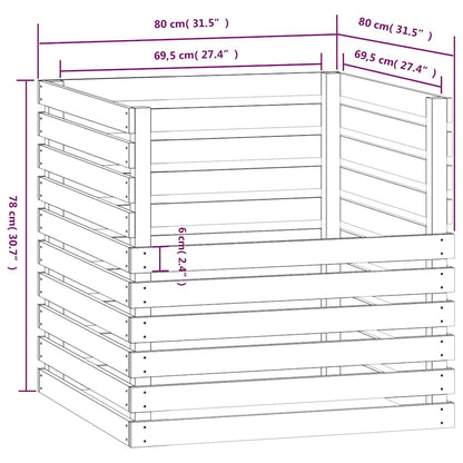 vidaXL Composter White 80x80x78 cm Solid Wood Pine
