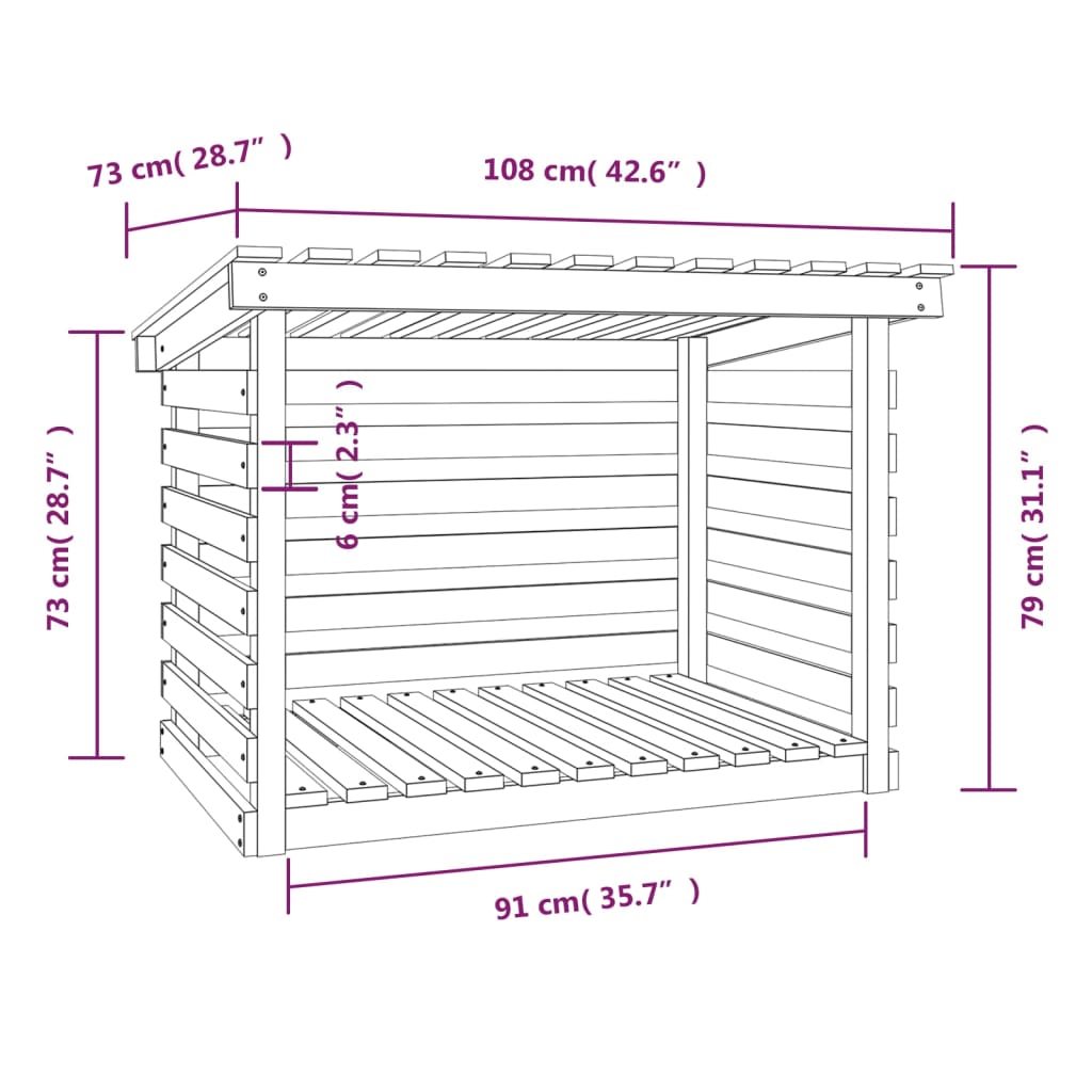 vidaXL Firewood Rack White 108x73x79 cm Solid Wood Pine