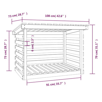 vidaXL Firewood Rack White 108x73x79 cm Solid Wood Pine