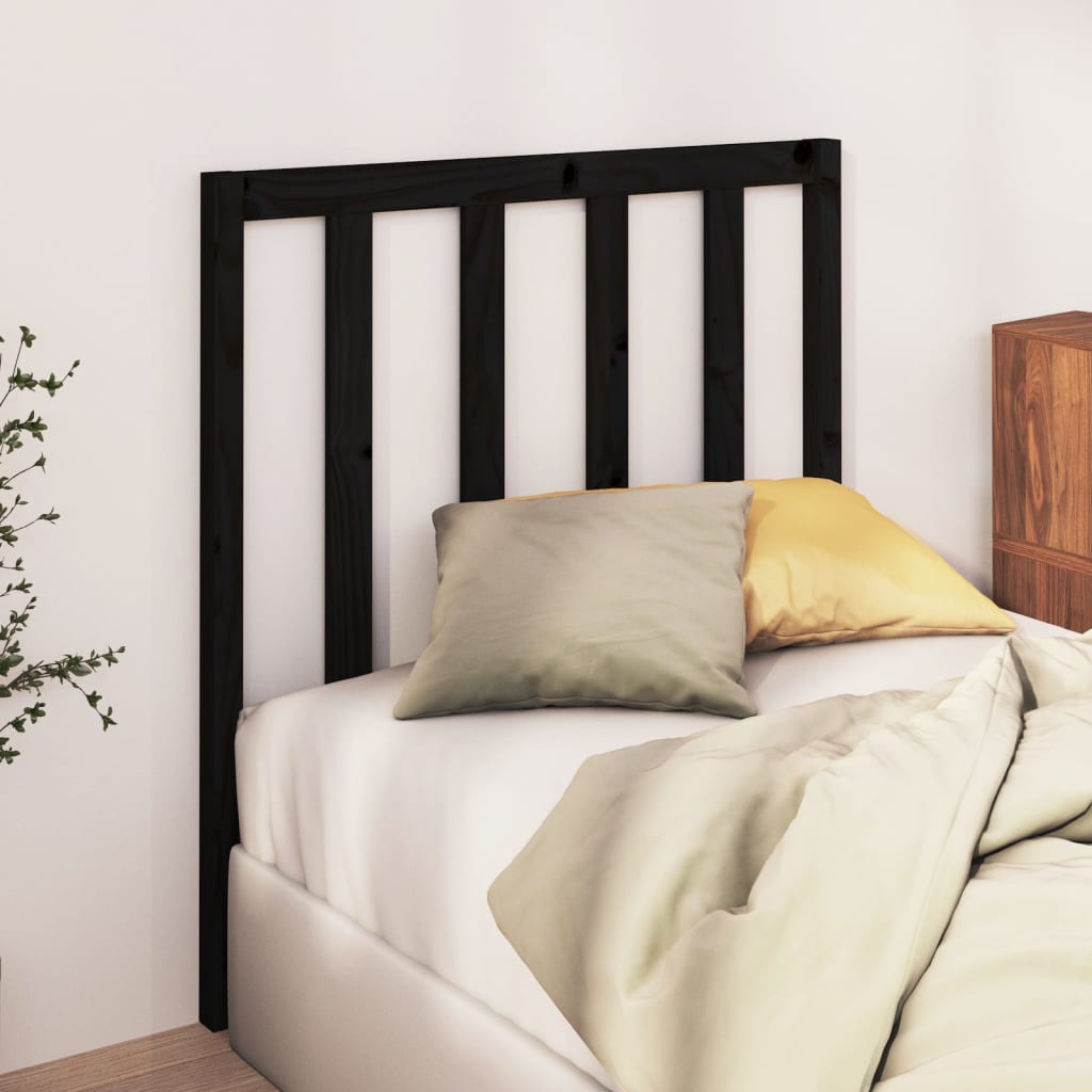 vidaXL Bed Headboard | Black | Solid pine wood | 95 x 4 x 100 cm | Simple