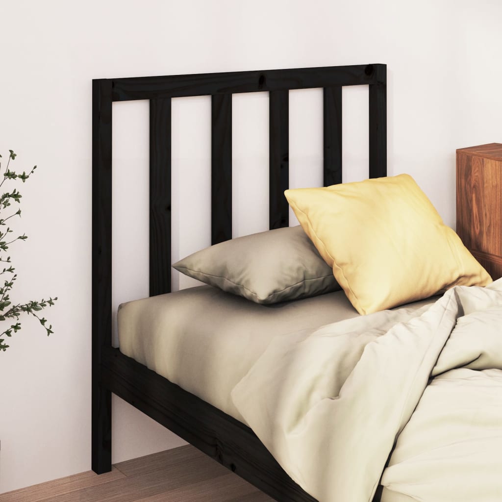 vidaXL Bed Headboard | Black | Solid pine wood | 95 x 4 x 100 cm | Simple