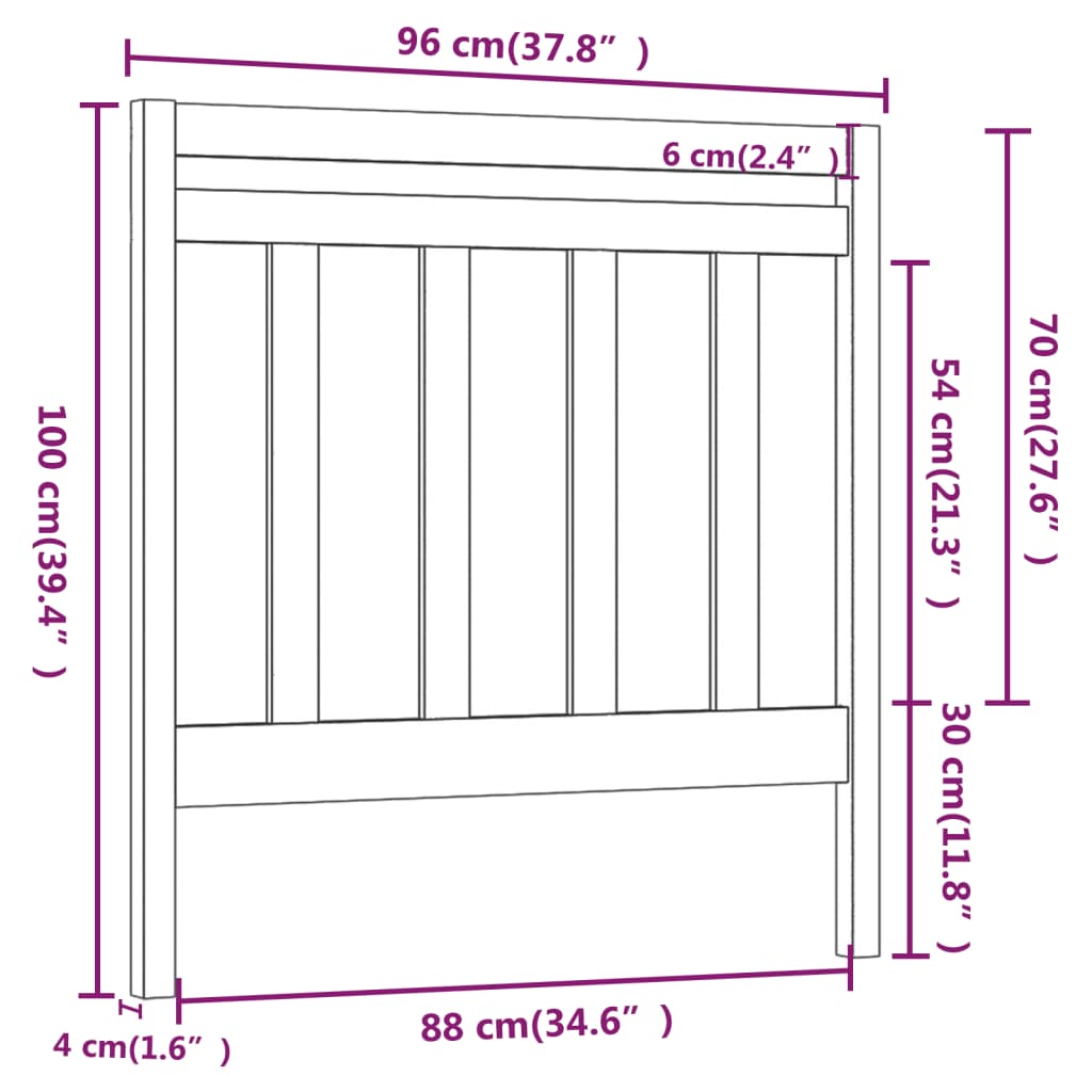 vidaXL Bed Headboard Black 95x4x100 cm Solid Wood Pine