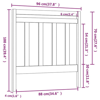 vidaXL Bed Headboard Black 95x4x100 cm Solid Wood Pine