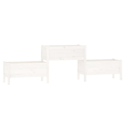 vidaXL Planter White 245.5x44x75 cm Solid Wood Pine