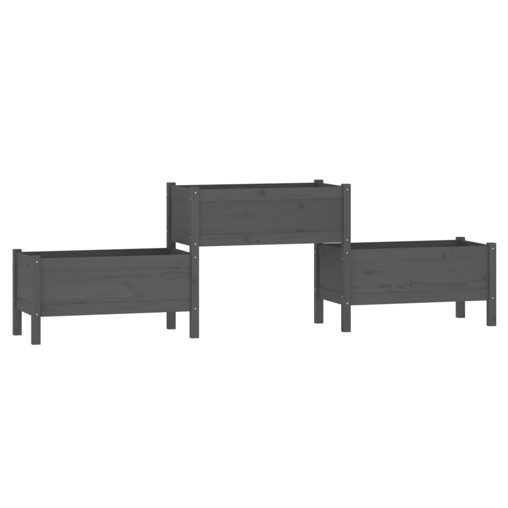 vidaXL Planter Grey 245.5x44x75 cm Solid Wood Pine