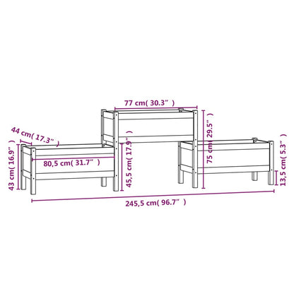 vidaXL Planter Grey 245.5x44x75 cm Solid Wood Pine