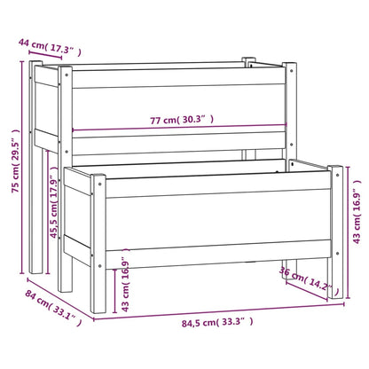 vidaXL Planter Grey 84.5x84x75 cm Solid Wood Pine