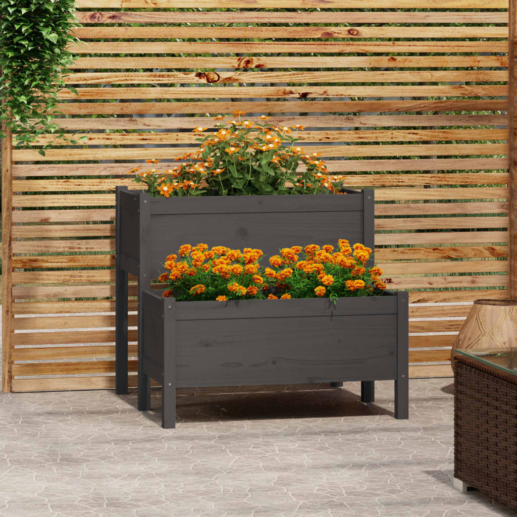 vidaXL Planter Grey 84.5x84x75 cm Solid Wood Pine