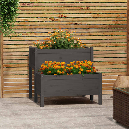 vidaXL Planter Grey 84.5x84x75 cm Solid Wood Pine