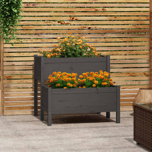 vidaXL Planter Grey 84.5x84x75 cm Solid Wood Pine