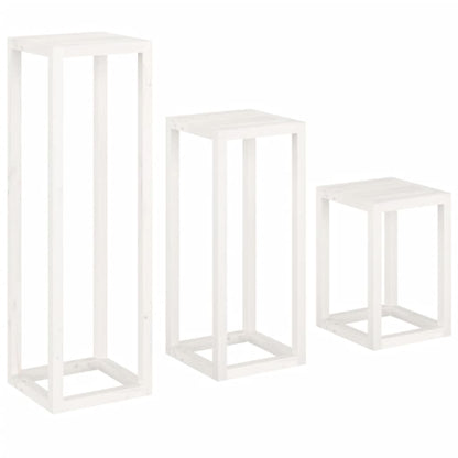 vidaXL 3 Piece Plant Stand Set White Solid Wood Pine