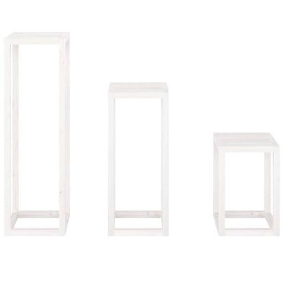 vidaXL 3 Piece Plant Stand Set White Solid Wood Pine