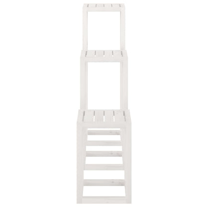 vidaXL 3 Piece Plant Stand Set White Solid Wood Pine