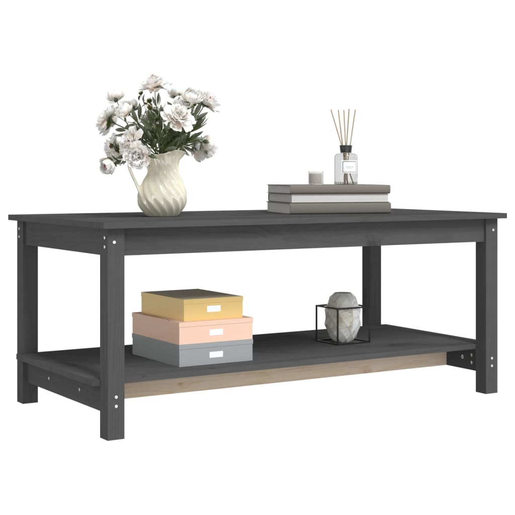 vidaXL Coffee Table Grey 110x55x45 cm Solid Wood Pine