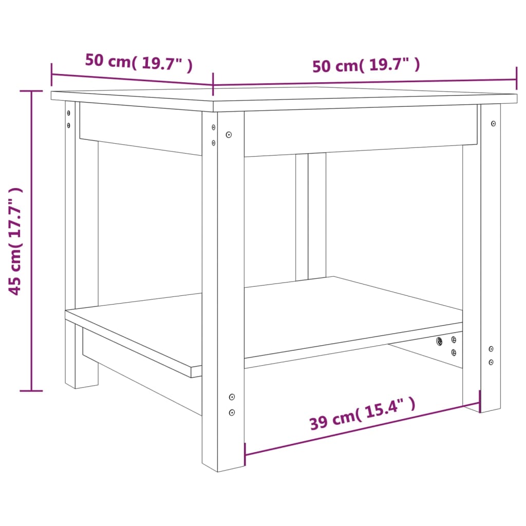 vidaXL Coffee Table White 50x50x45 cm Solid Wood Pine