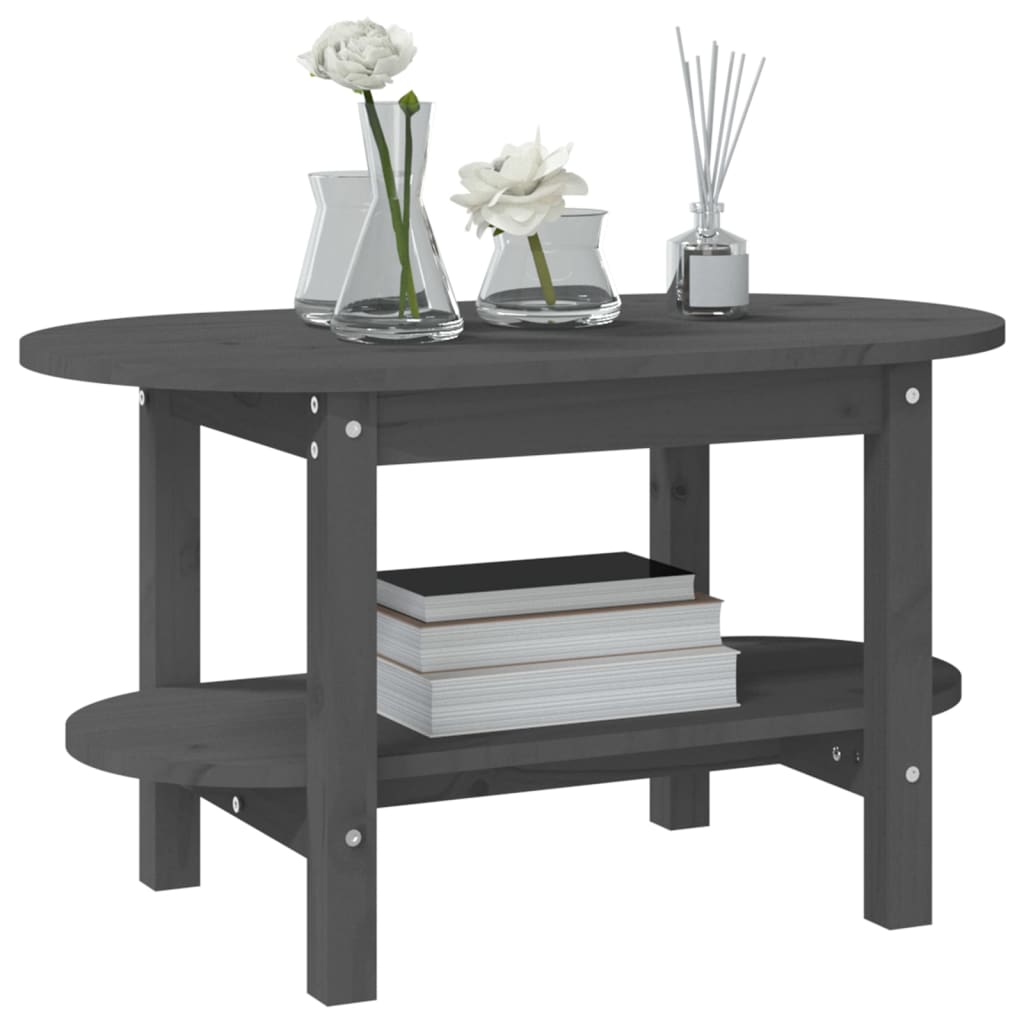 vidaXL Coffee Table Grey 80x45x45 cm Solid Wood Pine
