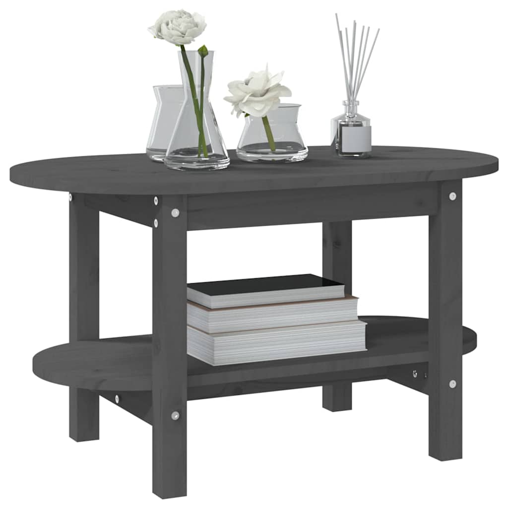 vidaXL Coffee Table Grey 80x45x45 cm Solid Wood Pine
