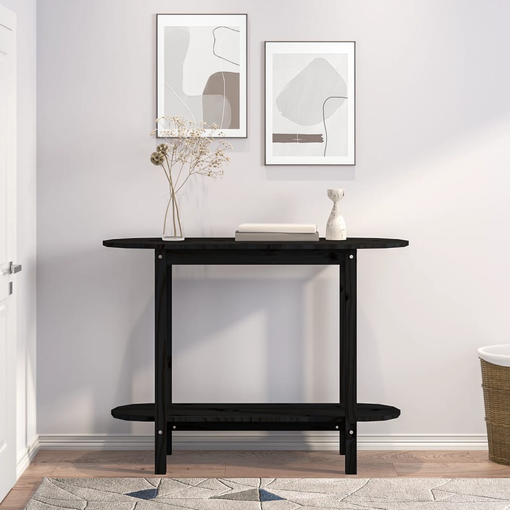 vidaXL Console Table Black 110x40x80 cm Solid Wood Pine