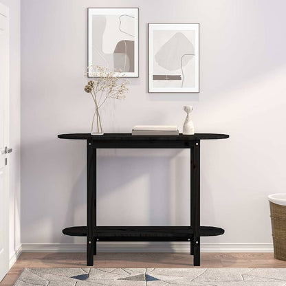 vidaXL Console Table Black 110x40x80 cm Solid Wood Pine