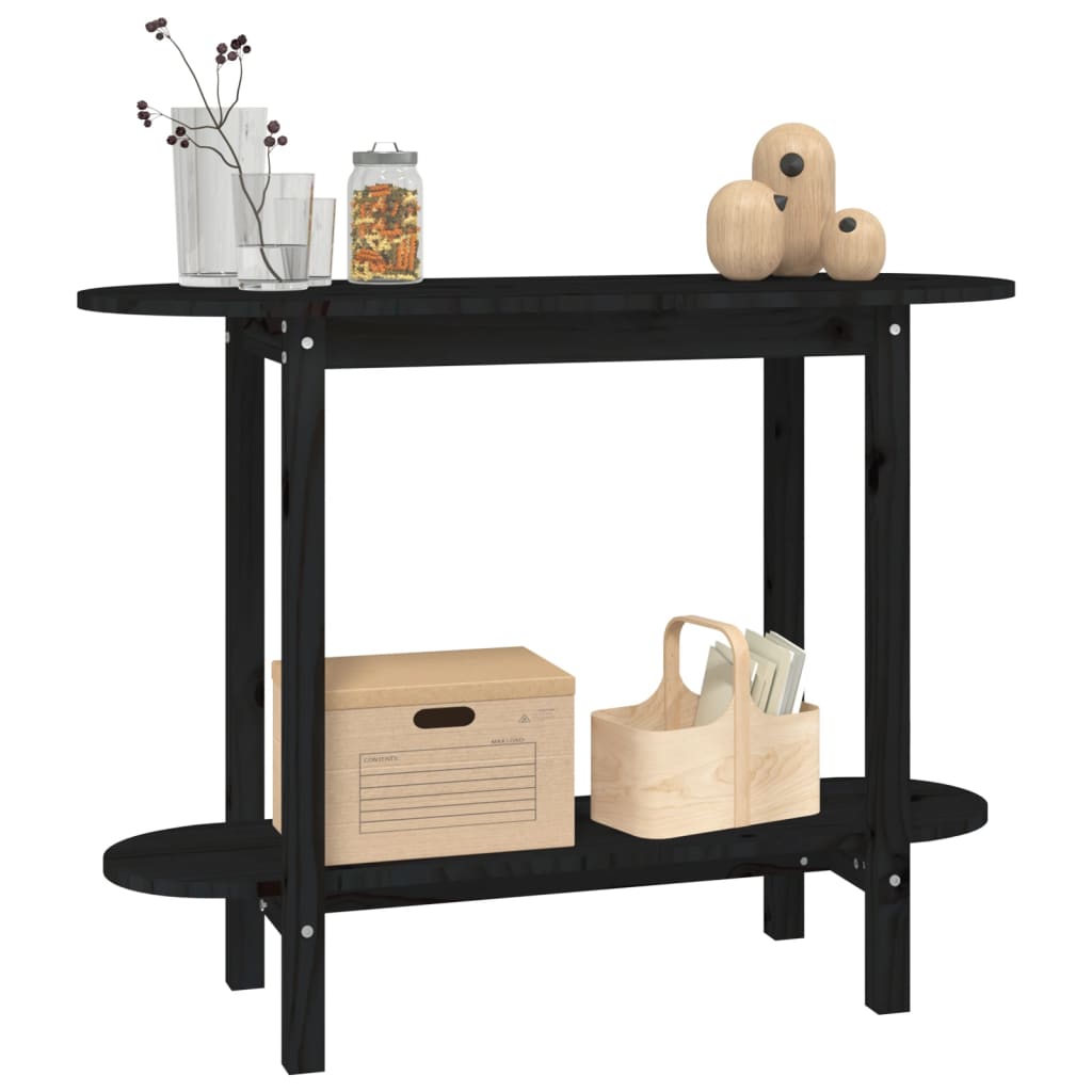 vidaXL Console Table Black 110x40x80 cm Solid Wood Pine