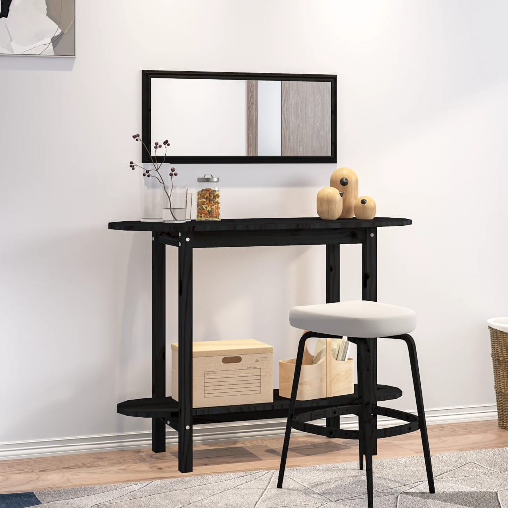 vidaXL Console Table Black 110x40x80 cm Solid Wood Pine