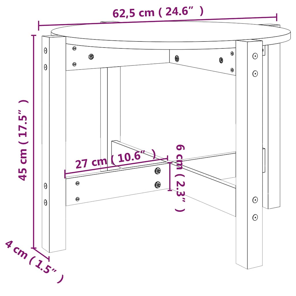 vidaXL Coffee Table Ø 62,5x45 cm Solid Wood Pine