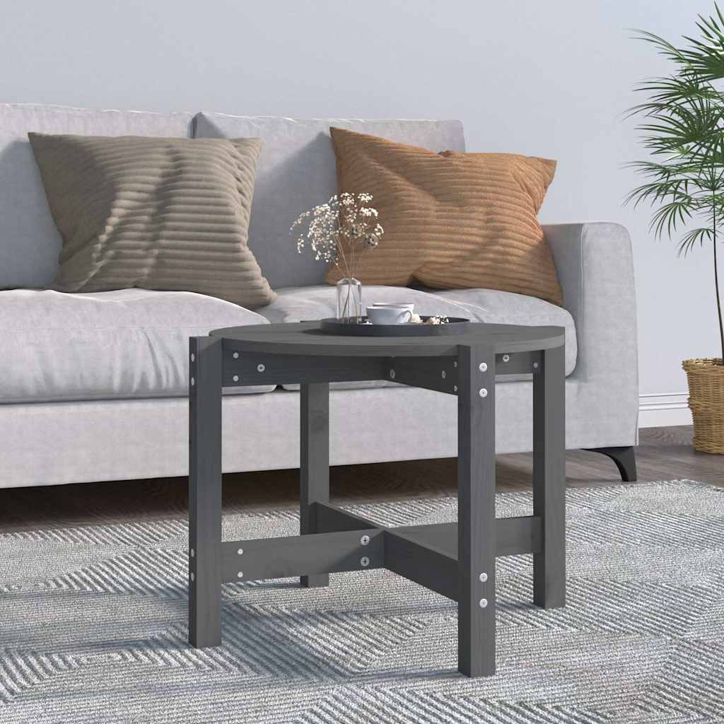 vidaXL Coffee Table Grey Ø 62,5x45 cm Solid Wood Pine