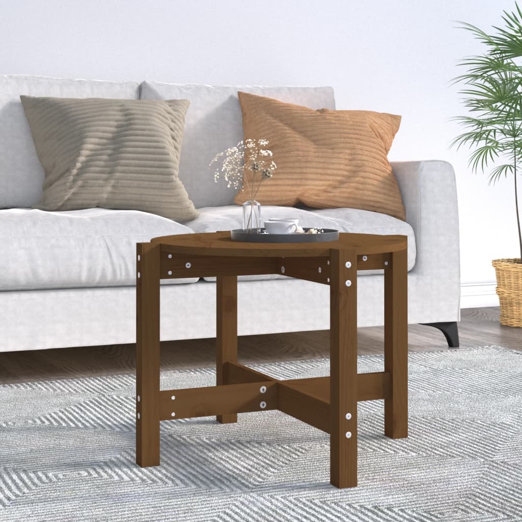 vidaXL Coffee Table Honey Brown Ø 62,5x45 cm Solid Wood Pine