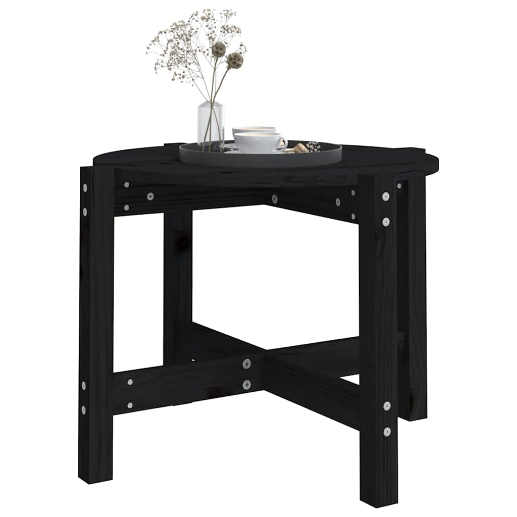 vidaXL Coffee Table Black Ø 62,5x45 cm Solid Wood Pine
