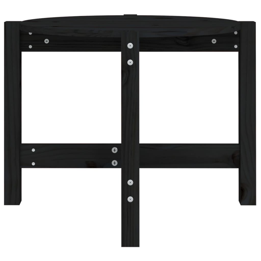 vidaXL Coffee Table Black Ø 62.5x45 cm Solid Wood Pine