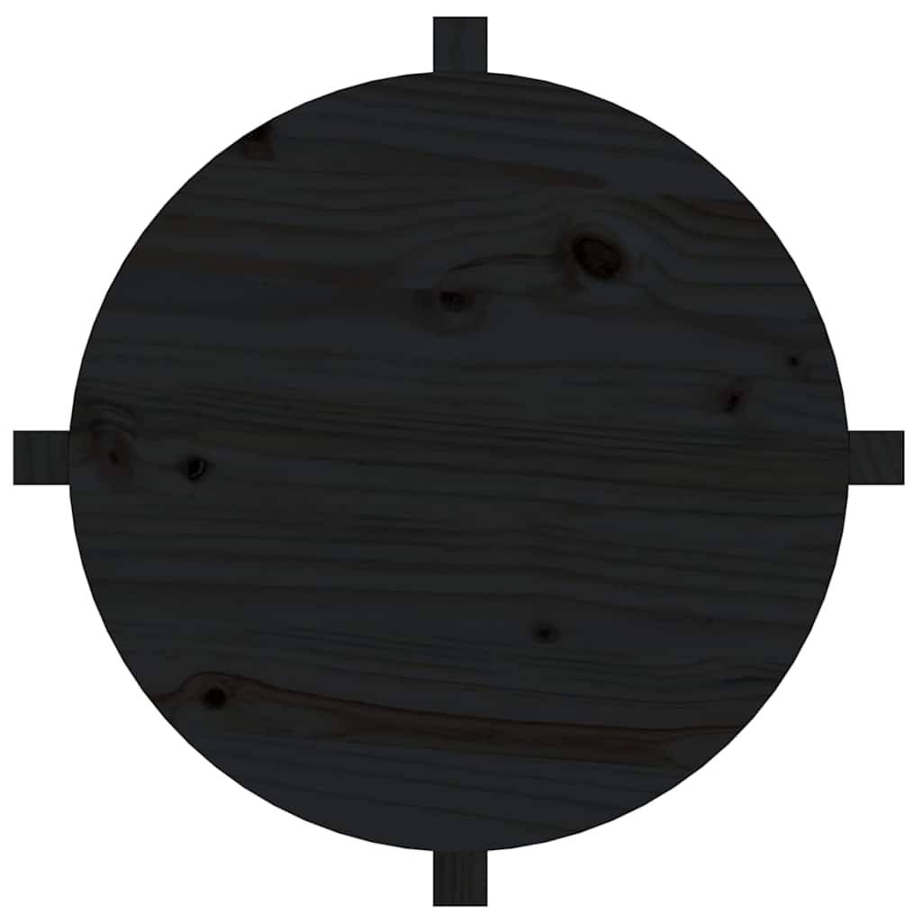 vidaXL Coffee Table Black Ø 62,5x45 cm Solid Wood Pine