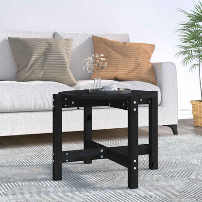 vidaXL Coffee Table Black Ø 62,5x45 cm Solid Wood Pine