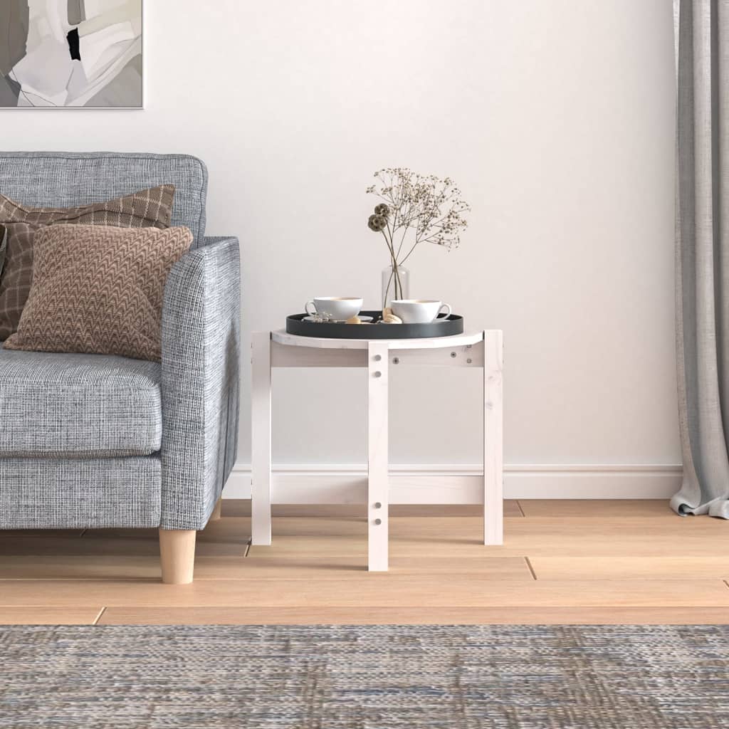 vidaXL Coffee Table White Ø 52.5x45 cm Solid Wood Pine